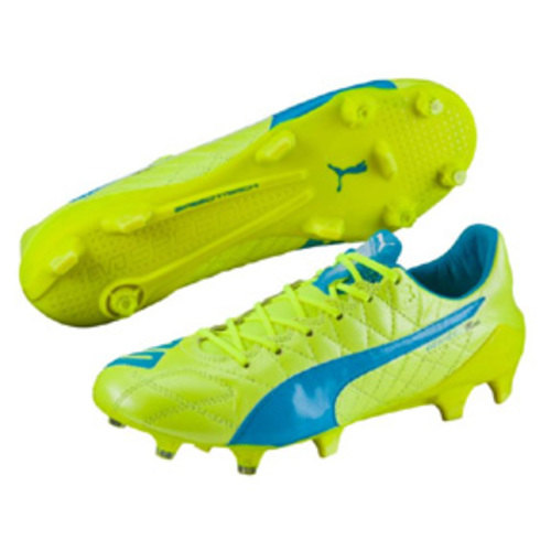 [BRM1902593] 퓨마 에보스피드  SL 레더/가죽 FG 축구화 맨즈 103260-04 (Safety Yellow)  Puma evoSpeed Leather Soccer Shoes