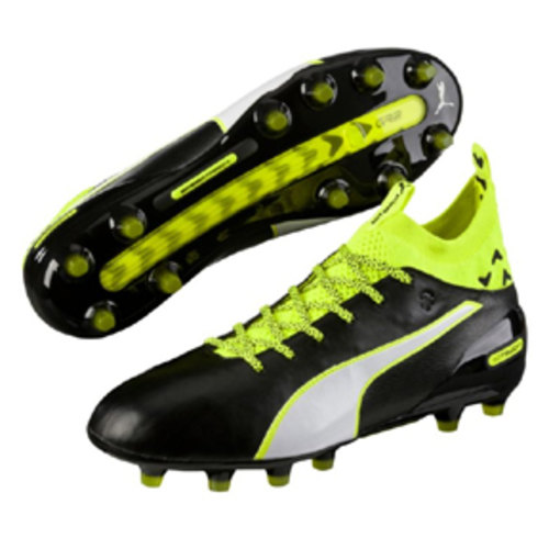 [BRM1928391] 퓨마 에보터치  1 FG 축구화 맨즈 103672-01 (Black/Safety Yellow)  Puma evoTOUCH Soccer Shoes