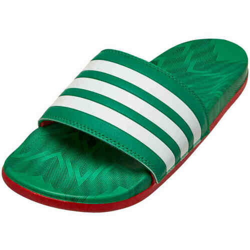 [BRM2086106] 아디다스 멕시코 아딜렛 컴포트 슬리퍼 맨즈 GX7221 축구화 (Vivid Green &amp;#038; White with Scarlet)  adidas Mexico Adilette Comfort Slides