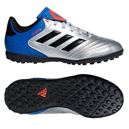 [BRM1992578] 아디다스 코파 탱고 18.4 주니어 터프 축구화 키즈 Youth DB2470 (Silver/Black/Blue) adidas Copa Tango Junior Turf Soccer Shoe