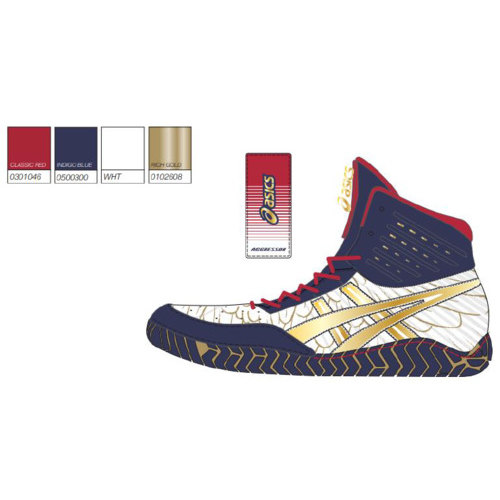 [BRM1898221] 아식스 어그레서 4 LE 레슬링화 - SMU Red/Indigo/Gold 맨즈 1081A023.100 복싱화  Asics Aggressor Wrestling Shoes