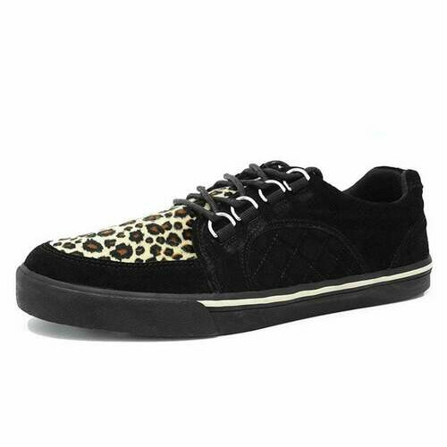 [BRM2025072] 티유케이 블랙 스웨이드 &amp; 레오파드 Quilted 인터레이스 스니커 스니커즈 맨즈 A9927  T.U.K. Black Suede Leopard Interlace Sneaker Sneakers