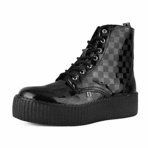 [BRM2185615] 티유케이 블랙 Checkered 페이턴트 비바 몬도 부츠 맨즈 V3202  T.U.K. Black Patent Viva Mondo Boot Boots