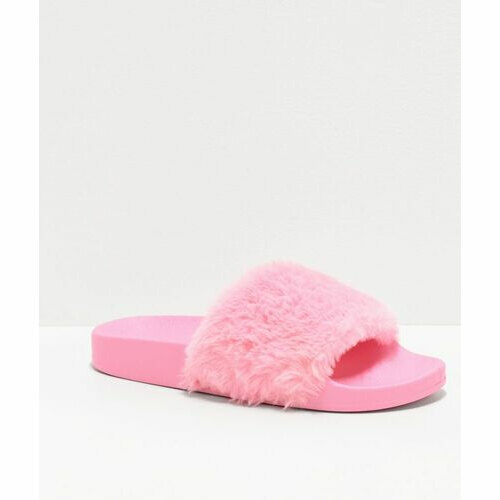 [BRM2049721] Trillium 브라이트 핑크 Fur 슬리퍼 샌들  322029  Bright Pink Slide Sandals