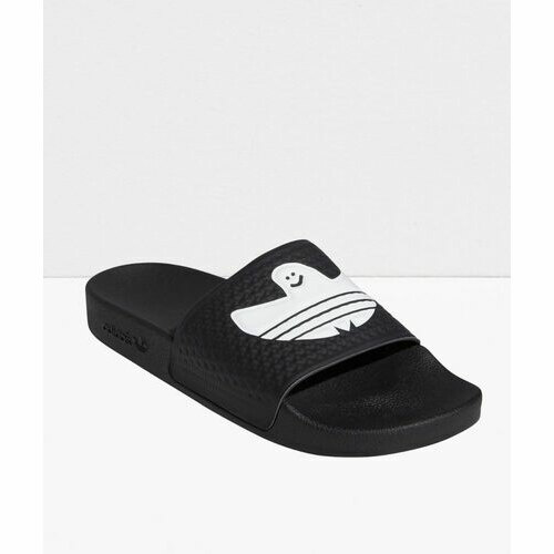[BRM2108876] 아디다스 Shmoofoil 블랙 &amp; 화이트 슬리퍼 샌들  353873  adidas Black White Slide Sandals