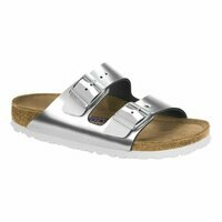 [BRM2028602] 버켄스탁 아리조나 소프트 Footbed 메탈릭 실버 레더/가죽 샌들 우먼스 1005-960  Birkenstock Arizona Soft Metallic Silver Leather Sandal