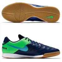 [BRM1900666] 나이키 티엠포X 제니오 II 레더/가죽 인도어 축구화 맨즈 819215-443 (Blue/Green)  Nike TiempoX Genio Leather Indoor Soccer Shoes