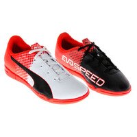 [BRM2051107] 퓨마 Youth 에보스피드  5.5 IT 인도어 축구화 키즈 103832-01 (White/Black/Red)  Puma evoSPEED Indoor Soccer Shoes