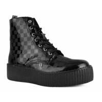 [BRM2185615] 티유케이 블랙 Checkered 페이턴트 비바 몬도 부츠 맨즈 V3202  T.U.K. Black Patent Viva Mondo Boot Boots