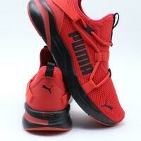 [BRM2005097] 퓨마 키즈 Softride Rift-슬립온 런닝 스니커 (Grade School) - 레드 블랙 Youth 캐주얼화  PUMA Kid&#039;s Rift-Slip On Running Sneaker Red Black