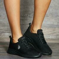 [BRM2005229] U.S. 폴로 ASSN. 우먼스 레이스 업 메쉬 로우 탑 스니커즈 - 블랙 캐주얼화  POLO Women&#039;s Lace Up Mesh Low Top Sneakers Black