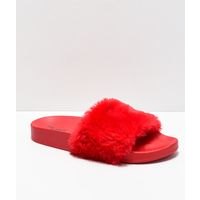 [BRM1978913] Trillium 레드 Fur 슬리퍼 샌들  306404  Red Slide Sandals