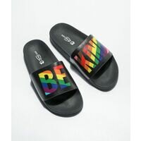 [BRM2013407] 더 Phluid 프로젝트 Be Kind 블랙 &amp; 레인보우 슬리퍼 샌들  345230  The Project Black Rainbow Slide Sandals