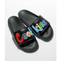 [BRM2166375] Cookies OG 멀티 Mint 로고 블랙 슬리퍼 샌들  359476  Multi Logo Black Slide Sandals