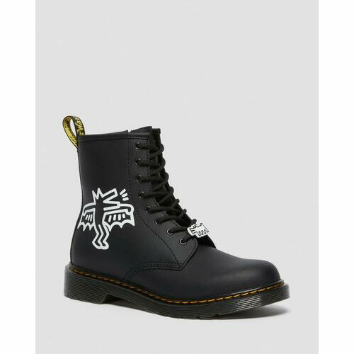 [BRM2111837] 닥터마틴 Youth Keith Haring 1460 레더/가죽 레이스 업 부츠 키즈 26837009  (BLACK+WHITE)  DR MARTENS Leather Lace Up Boots