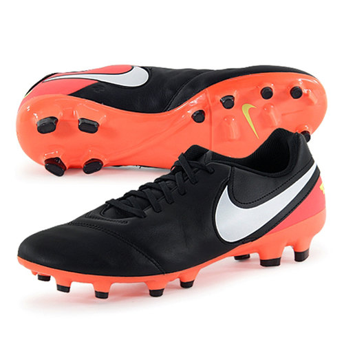 [BRM1917548] 나이키 티엠포 제니오 II 레더/가죽 FG 축구화 맨즈 819213-018 (Black/Hyper Orange)  Nike Tiempo Genio Leather Soccer Shoes