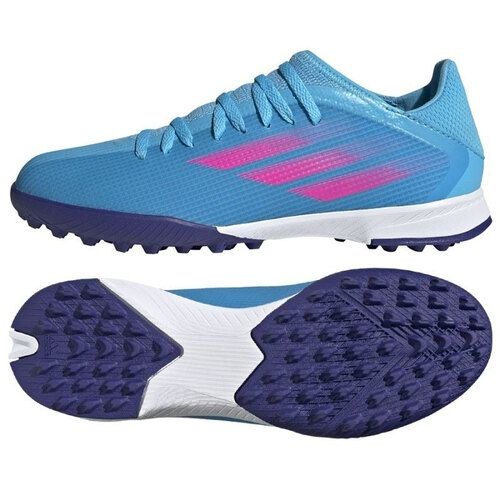 [BRM2137179] 아디다스 엑스 스피드플로우.3 터프 축구화 맨즈 GW7508 (Sky Rush/Team Shock Pink/Cloud White)  adidas X Speedflow.3 Turf Soccer Shoe
