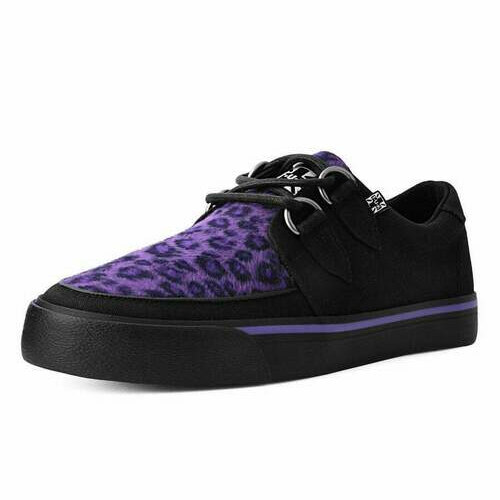[BRM2082672] 티유케이 블랙 &amp; Purple 레오파드 D링 스니커 스니커즈 맨즈 A9690  T.U.K. Black Leopard D-Ring Sneaker Sneakers