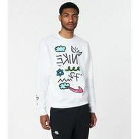 [BRM2050362] 나이키 Doodleglyph 크루넥 스웨트셔츠 맨즈 DV5302-100  (White)  Nike Crewneck Sweatshirt