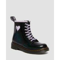 [BRM2175064] 닥터마틴 주니어 1460 쉬머 하트 레이스 업 부츠 키즈 Youth 30568035  (Black+Lilac)  DR MARTENS Junior Shimmer Heart Lace Up Boots