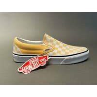 [BRM2104341] 반스 슈즈 클래식 슬립온 체커보드 맨즈  (Flax / True White)  Vans Shoes Classic Slip On Checkerboard