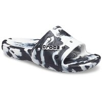 [BRM2090138] 크록스 클래식 Marbled 슬리퍼 White/Black 우먼스 206879-103  Womens Crocs Classic Slide