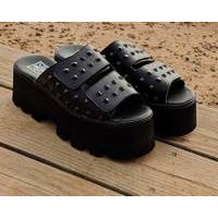 [BRM1952905] 티유케이 블랙 스파이크 슬리퍼 Dino 러그 샌들 맨즈 A9736  T.U.K. Black Spike Slide Lug Sandals