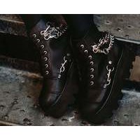 [BRM1967077] 티유케이 블랙 7 홀 체인 &amp; 스트랩 Dino 러그 부츠 맨즈 A9752  T.U.K. Black 7-Eye Chain Strap Lug Boot Boots