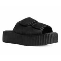 [BRM2042437] 티유케이 블랙 벨벳 2-스트랩 슬리퍼 샌들 우먼스 V3028L  T.U.K. Black Velvet 2-Strap Slide Sandal Sandals
