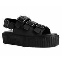 [BRM2132867] 티유케이 블랙 Faux 스웨이드 3버클 몬도 샌들 우먼스 V3141L  T.U.K. Black Suede 3Buckle Mondo Sandal Sandals