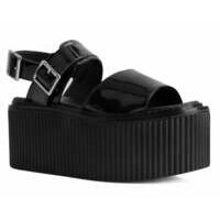 [BRM2133314] 티유케이 블랙 페이턴트 Strato 샌들 우먼스 S3126L  T.U.K. Black Patent Sandal Sandals