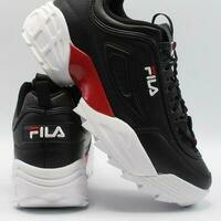 [BRM2005514] 필라 맨즈 디스트럽트or Ii 랩 스니커 - 블랙 레드 화이트 캐주얼화  FILA Men&#039;s Disruptor Lab Sneaker Black Red White