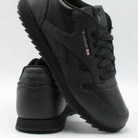 [BRM2005595] 리복 클래식 레더/가죽 리플 스니커 (Grade School) - 블랙 키즈 Youth 캐주얼화  REEBOK Classic Leather Ripple Sneaker Black