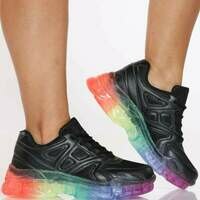 [BRM2006031] VIM 빅스EN 우먼스 레인보우 클리어 Bottom Daddy 스니커 - 블랙 캐주얼화  VIXEN Women&#039;s Rainbow Clear Sneaker Black