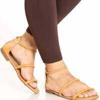 [BRM2006285] VIM 빅스EN 우먼스 3 Straps 백 지퍼 글라디에이터 샌들 - Camel  VIXEN Women&#039;s Back Zipper Gladiator Sandal