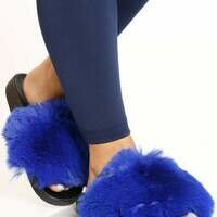 [BRM2008399] VIM 빅스EN 우먼스 Faux Fur 슬리퍼 - 로얄 블루  VIXEN Women&#039;s Slide Royal Blue