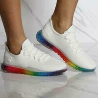 [BRM2015709] VIM 빅스EN 우먼스 아리아 레인보우 Bottom Flynet 스니커 - 화이트 캐주얼화  VIXEN Women&#039;s Aria Rainbow Sneaker White