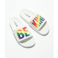 [BRM2017442] MAH Be Kind 화이트 &amp; 레인보우 슬리퍼 샌들  345232 캐주얼화  White Rainbow Slide Sandals
