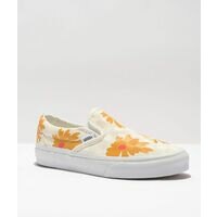 [BRM2168241] 반스 슬립온 체크 플로랄 화이트 &amp; Orange 스케이트보드화  360306  Vans SlipOn Check Floral White Skate Shoes